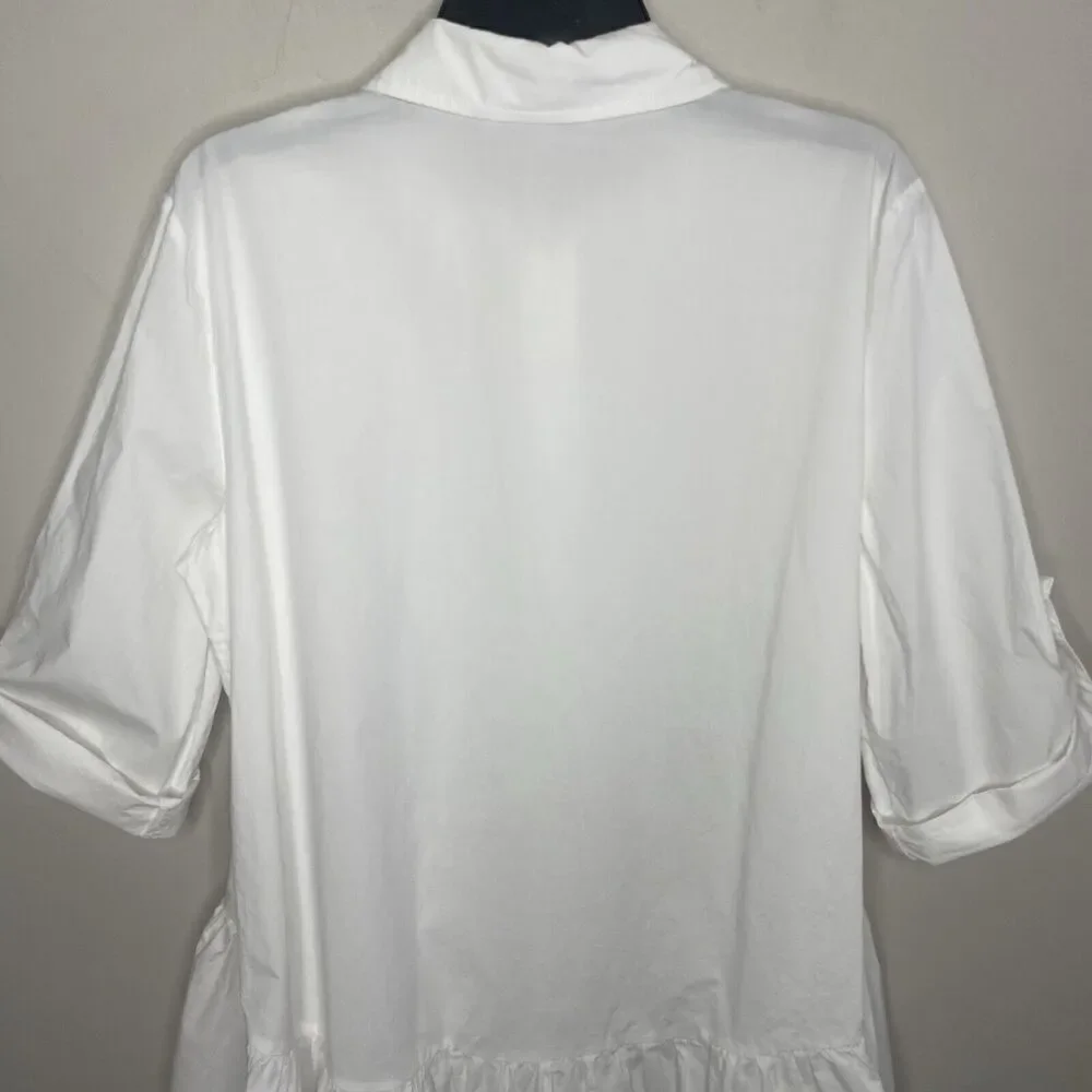 MADEWELL Shirt Dress Women XS Button Front Mini Cotton Poplin Crisp White NS126 - Picture 10 of 13